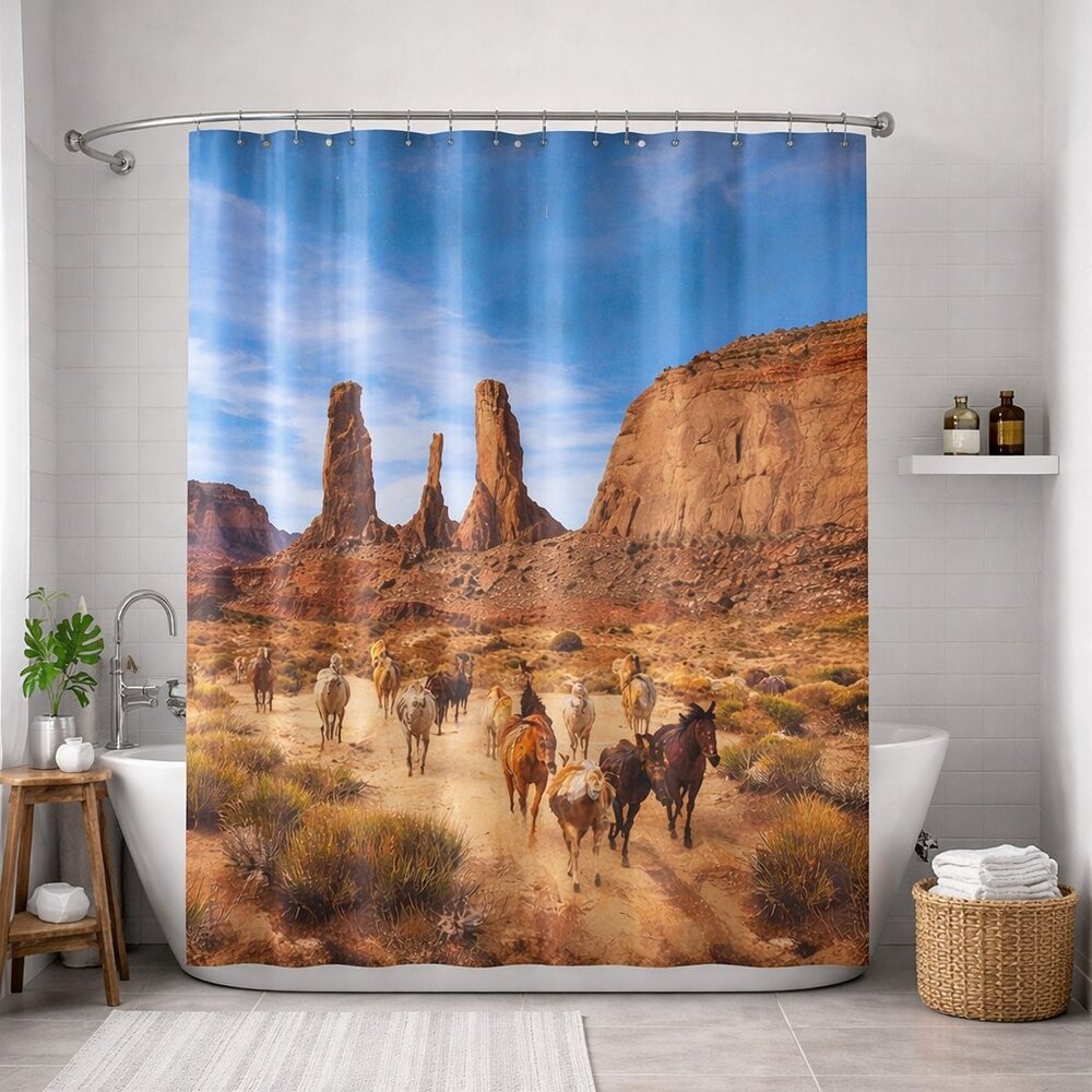 Vintage Oceana Western Horse Grand Canyon Shower Curtain 70x72
